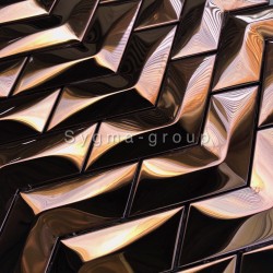 Copper mirror stainless steel mosaic tile model Vernet