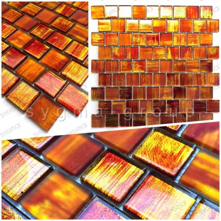 Echantillon carrelage Mosaique verre salle de bain douche drio orange