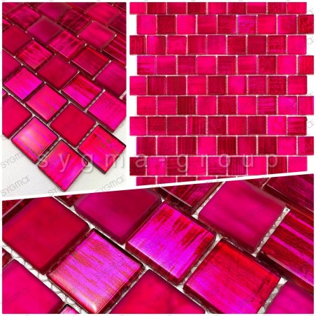 Echantillon carrelage et Mosaique verre salle de bain douche drio rose