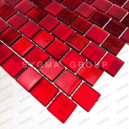 Glass mosaic for bathroom shower kitchen Drio Rouge