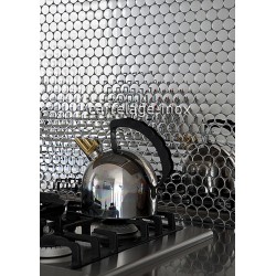 carrelage mosaique credence cuisine en inox poli miroir SORA