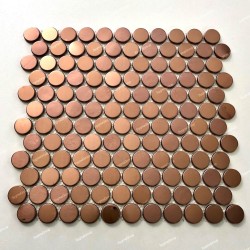 carrelage mosaique credence cuisine en inox poli miroir et brosse BERKO CUIVRE