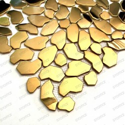 Mosaique Galets carrelage metal inox cuivre mur et sol Syrus Gold