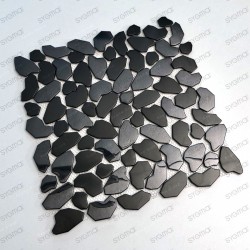 stainless steel pebble backsplash kitchen mosaic shower SYRUS NOIR