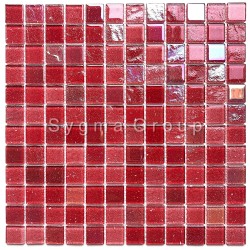 glass mosaic wall mosaic kitchen and bathroom Habay Rouge