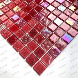 glass mosaic wall mosaic kitchen and bathroom Habay Rouge