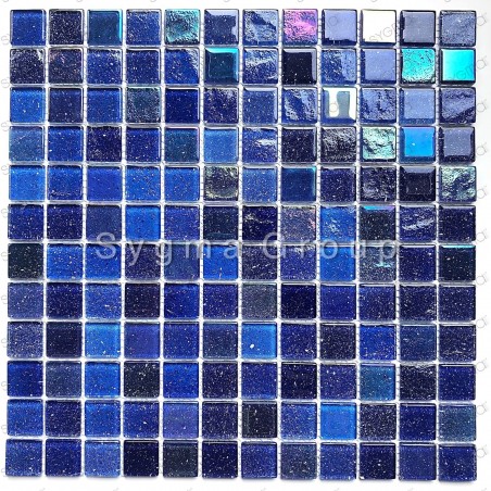 Mosaique carrelage de verre murale cuisine et salle de bains Habay Bleu