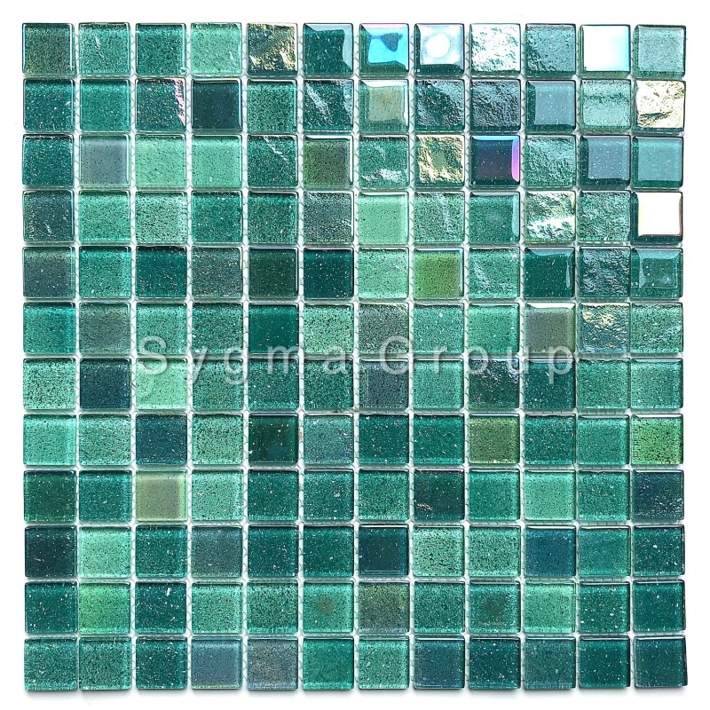 Mosaique carrelage de verre murale cuisine et salle de bains Habay Vert