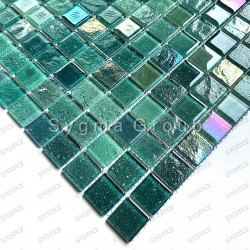 Mosaique carrelage de verre murale cuisine et salle de bains Habay Vert