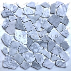 Marble pebble floor and wall tiles for shower and bathroom Oria Blanc