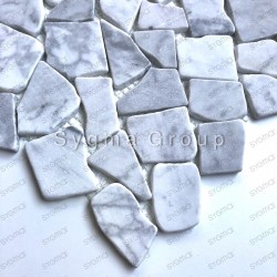 Carrelage galets en marbre pour sol et mur douche et salle de bains Oria Blanc