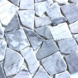 Marble pebble floor and wall tiles for shower and bathroom Oria Blanc
