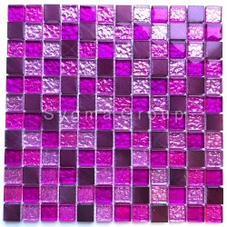 Sheet Glass and aluminium mosaic Nomade Fuchsia