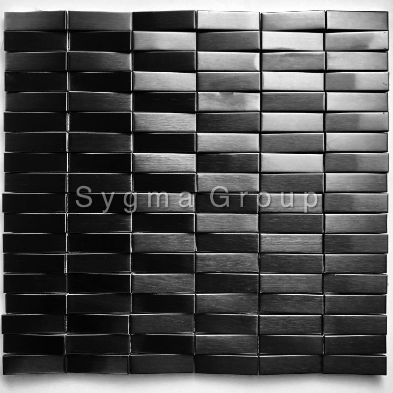 Mosaique relief 3d carrelage inox pour mur de cuisine ou de salle de bains Shelter Noir