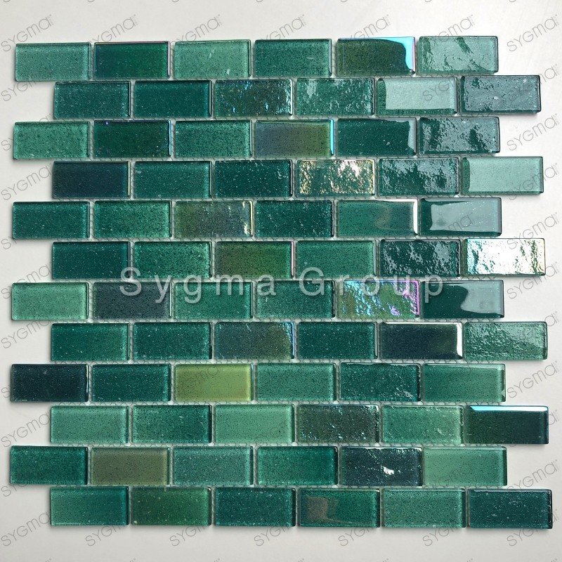 Mosaique mur salle de bains carrelage cuisine verre Kalindra Vert