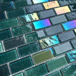 Mosaique mur salle de bains carrelage cuisine verre Kalindra Vert
