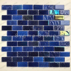 Blue glass tile for kitchen and bathroom walls Kalindra Bleu