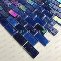 Blue glass tile for kitchen and bathroom walls Kalindra Bleu