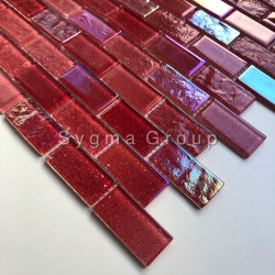 Azulejos de vidrio rojo para el baño y la cocina Kalindra Rouge