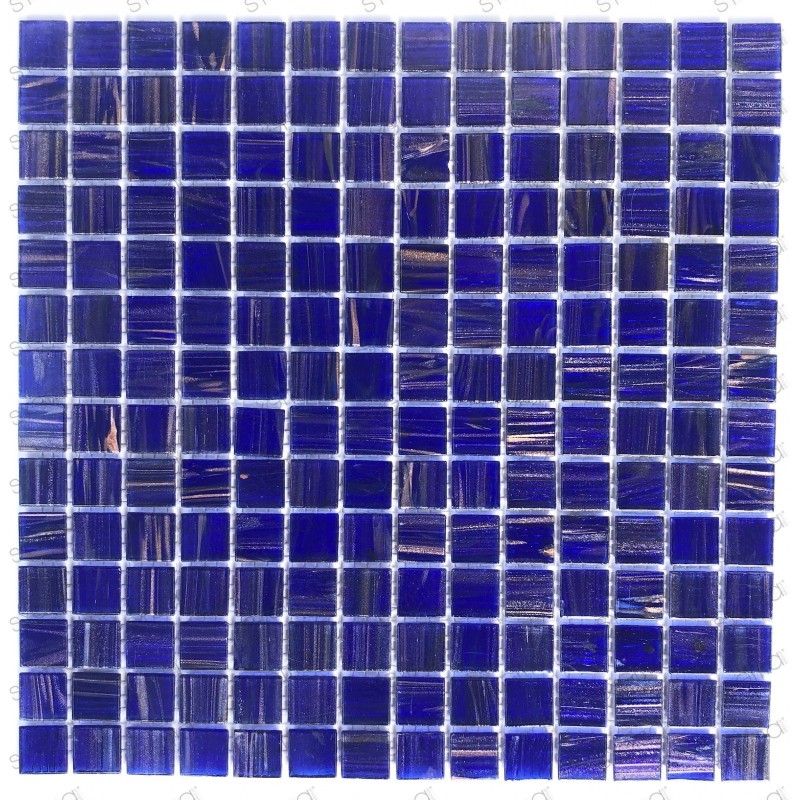 Baño y ducha de mosaico de azulejos de vidrio Plaza Bleu Nuit