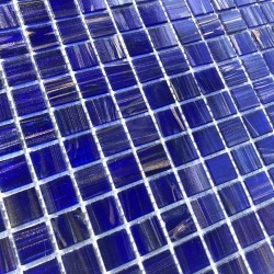 Baño y ducha de mosaico de azulejos de vidrio Plaza Bleu Nuit