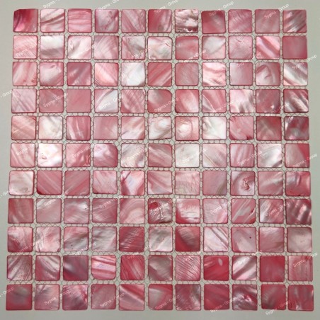 mosaique de nacre coquillage salle de bains ou cuisine Nacarat Rouge