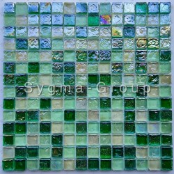 Glass mosaic tile wall and floor bathroom Arezo Vert
