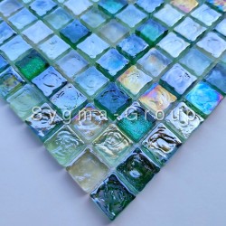 Glass mosaic tile wall and floor bathroom Arezo Vert