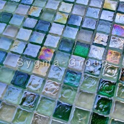 Glass mosaic tile wall and floor bathroom Arezo Vert