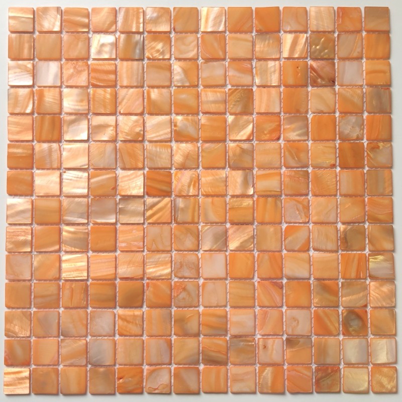 carrelage mosaique de nacre salledebain et douche Nacarat Orange