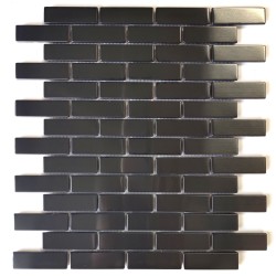 Tile mosaic stainless steel backsplash Logan Noir