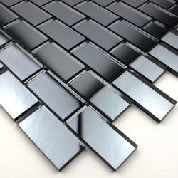 Mosaic glass tile mirror Brillo Gris