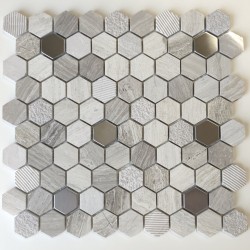 Mosaico de mármol y acero inoxidable para el baño y la ducha Bellona Beige