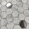 Mosaic tile marble and steel for walkin shower and bathroom Bellona Blanc