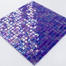 mosaico azul iridiscente de vidrio Imperial Petrole