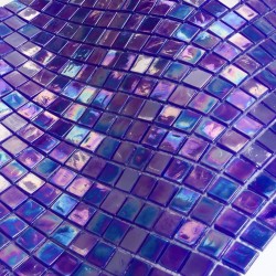 iridescent blue mosaic tiles wall and floor walkinshower and bathroom Imperial Petrole