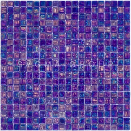 iridescent blue mosaic tiles wall and floor walkinshower and bathroom Imperial Petrole