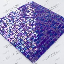 mosaico azul iridiscente para suelo y pared Imperail Petrole 1m2