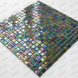 iridescent green mosaic tiles for bathroom floor and wall Imperial Emeraude