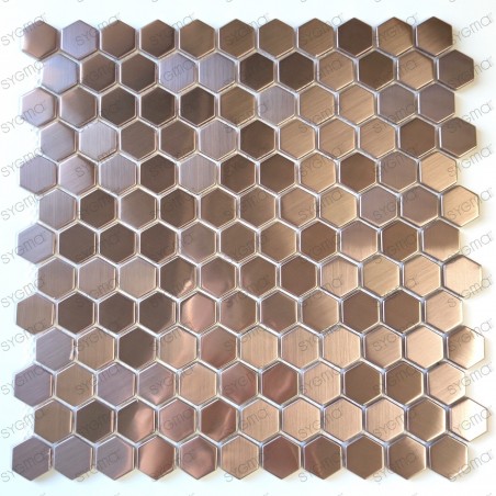 Copper stainless steel mosaic backsplash kitchen Rossini Cuivre