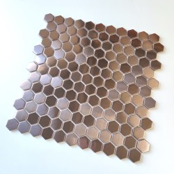 mosaico acero inoxidable cobre cocina ducha Rossini Cuivre