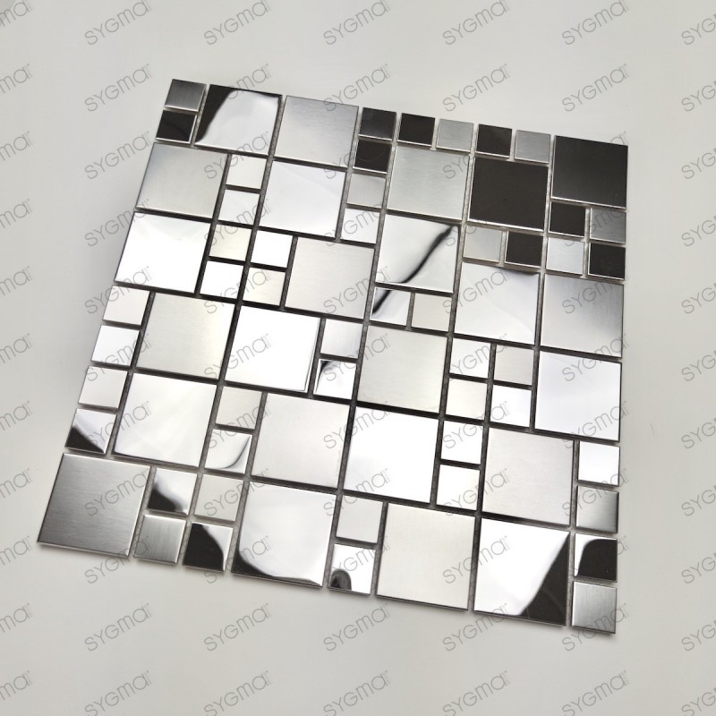 Mosaico de acero inoxidable con efecto espejo para cocina o baño Coretto