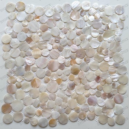 mosaico de piso y pared de baño perla modelo Redondo Naturel