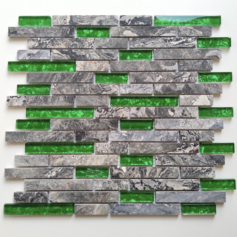 mosaico de vidrio y piedra para el baño y la cocina modelo Olof Vert