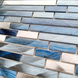 Credence cuisine aluminium mosaique murale modele Wadiga Bleu