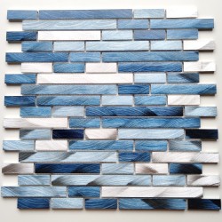 Backsplash kitchen blue aluminium mosaic shower model Wadiga Bleu