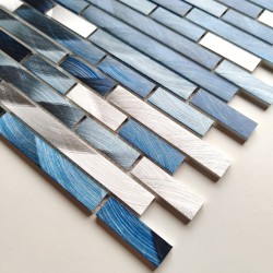 Credence cuisine aluminium mosaique murale modele Wadiga Bleu