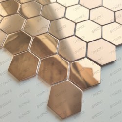 Mosaique en inox carrelage cuivre pour mur cuisine modele DARIO