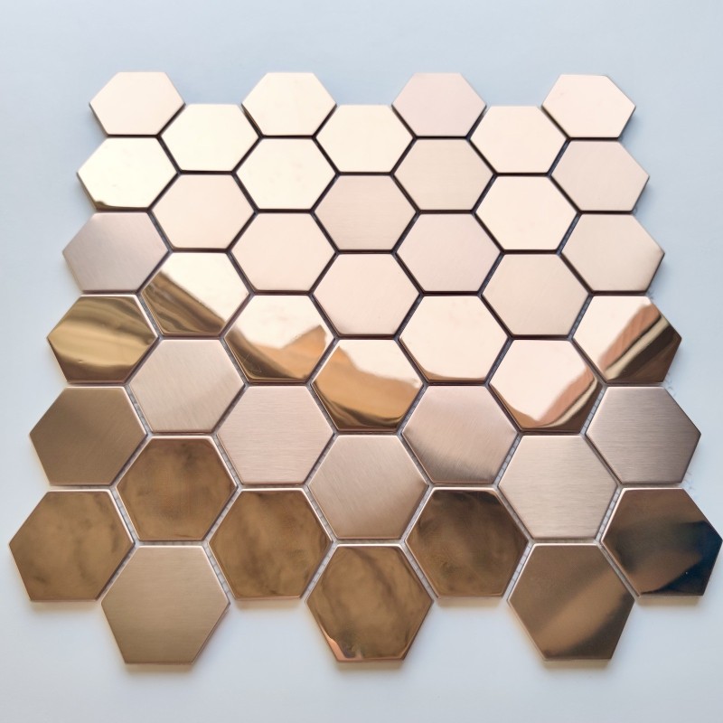 Stainless steel mosaic copper tiles for kitchen wall model DARIO