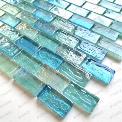 Mosaic glass tile kitchen wall model VLADI BLEU